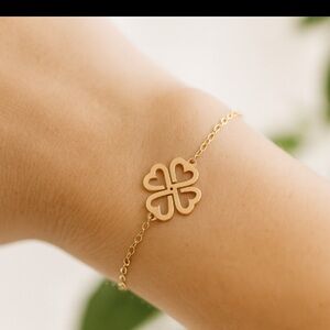 Antian Accessories™ Stainless Steel Four-Leaf Clover Bracelet, 7–9 inche